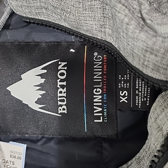 NWT! Men's Burton Covert Jacket Coat Heathered Grey Size XS - Picture 7 of 7